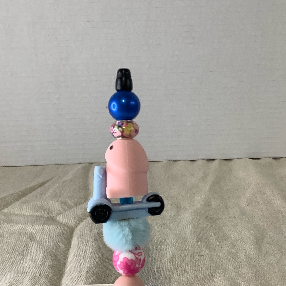 Pink Beaded Pen with Decorative Top